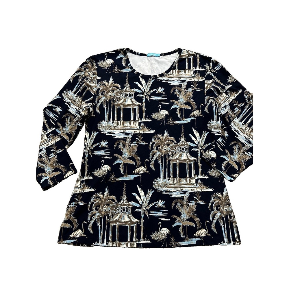 J. McLaughlin 3/4 Sleeves Catalina Cloth Parisian Pergola Top-Medium-Beachy